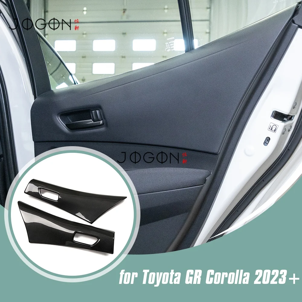 Dry Carbon Fiber Car Interior Rear Door Handle Panel Cover Trim Modification Accessories For Toyota GR Corolla 2023 2024 2025