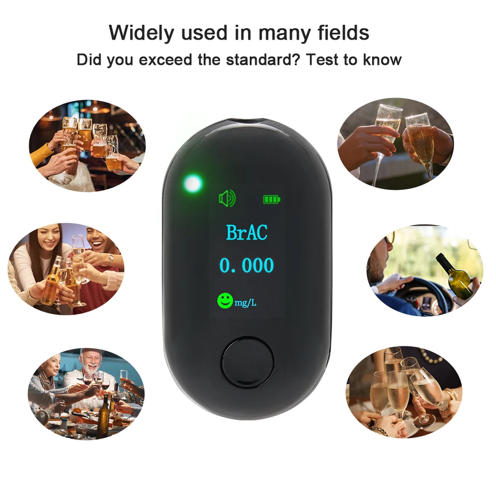 Non-contact Alcohol Tester USB Charging and Blowing Breath Alcohol Detector High-precision Drunk Driving Detector