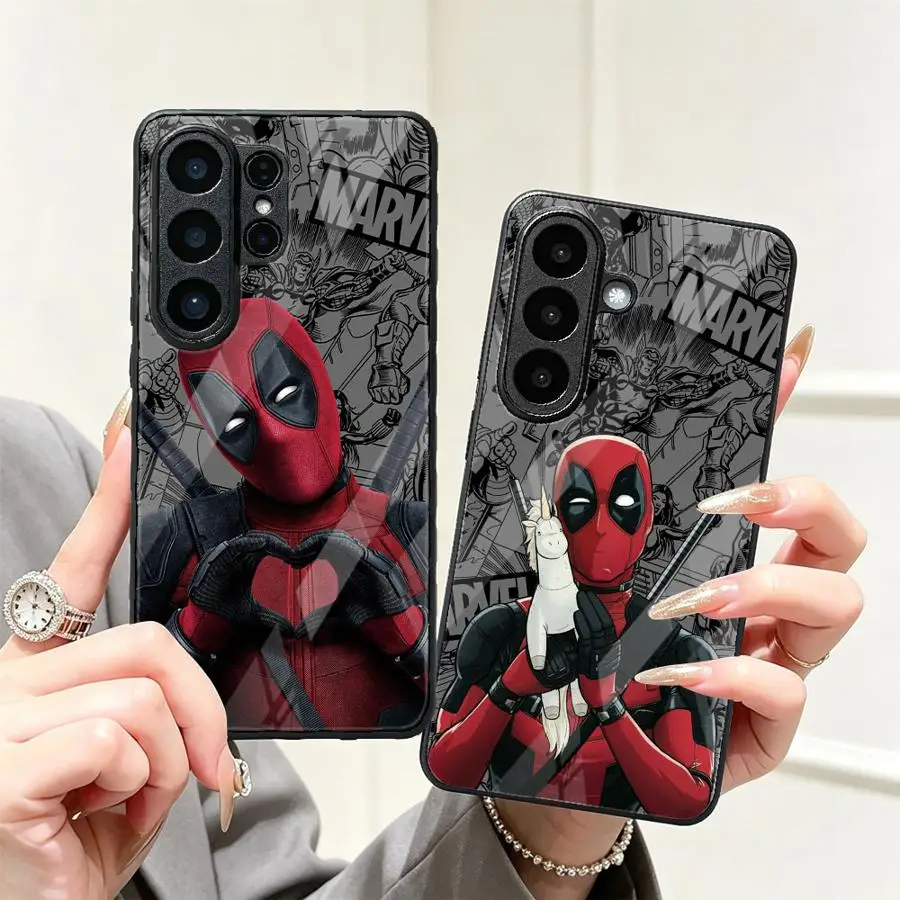 Phone Cover Glass Case for Samsung Galaxy S26 Ultra S25+ S23+ S22 24 Plus 25 Edge S26+ S20 S24+ S23 FE S21 Deadpool