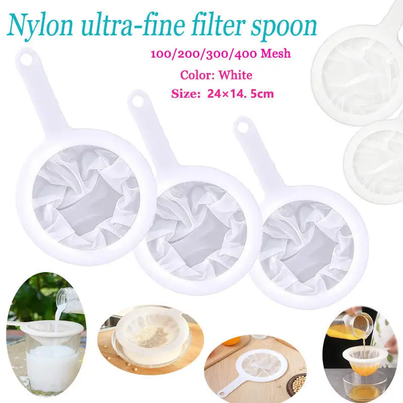 

1pcs 100-400 Mesh Nylon Filter Spoon, Washable Ultras-Fine Strainer for Coffee Tea Soymilk Juice, Kitchen Sieve Colander