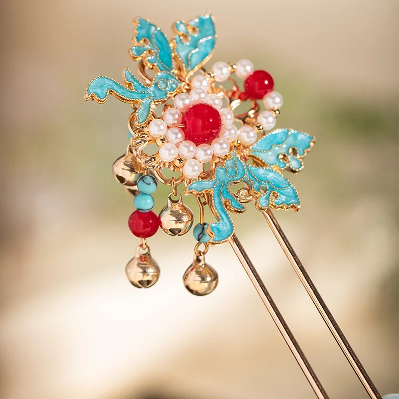 دبابيس الشعر زهرة اليدوية U على شكل العصي الشعر النمط الصيني الجديد الأزهار الشعر مجوهرات النساء الفتيات اللؤلؤ إكسسوارات الشعر هدية #2