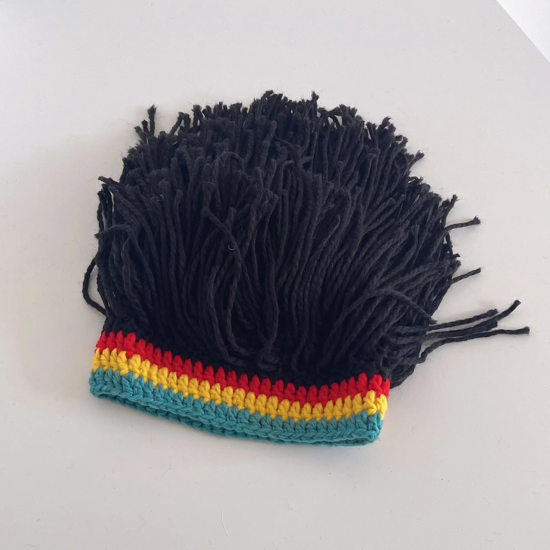 قبعة المجدل للرجال والنساء، شعر مستعار مضحك ذو طابع شخصي، قبعة متكاملة، أداء إبداعي مضحك، محبوك يدويًا