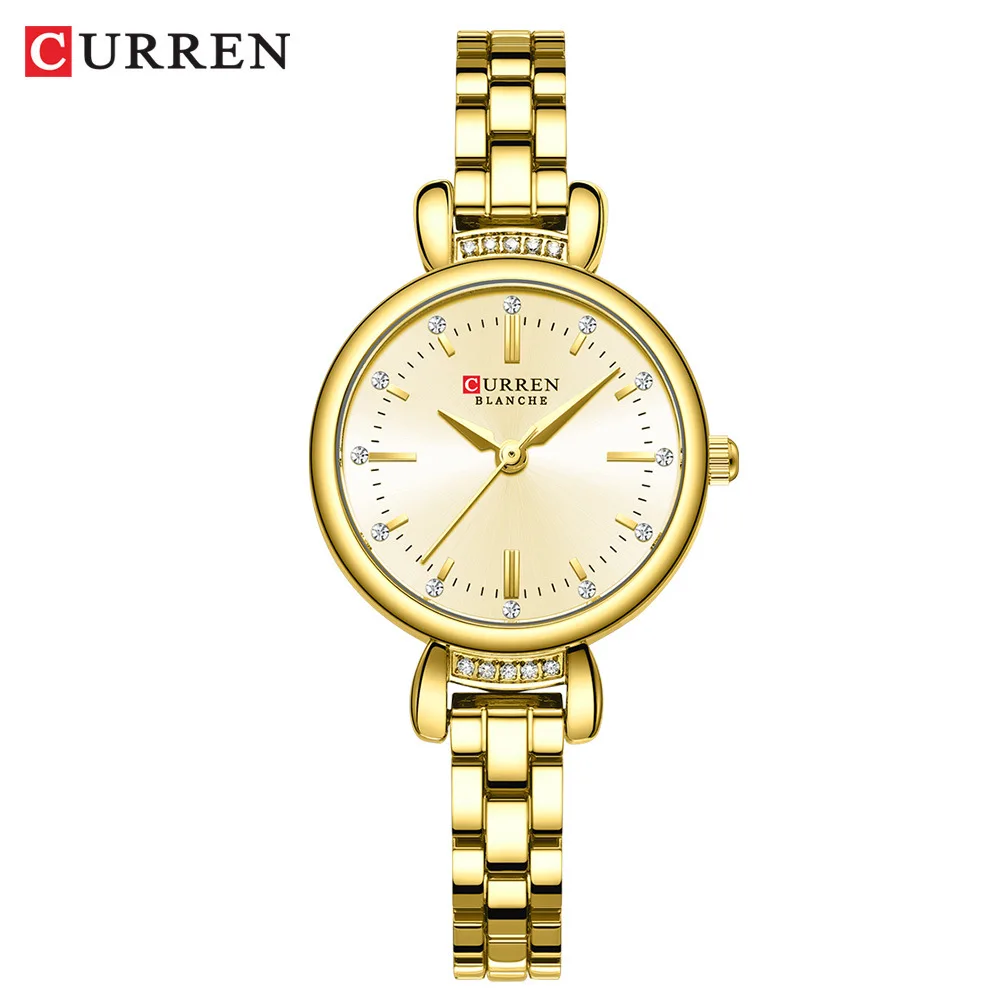 

CURREN 9098 Women's Quartz Watch Fashion Leisure Gold Silvery Elegant Stainless Steel Strap Wristwatch for Ladies Gift Clock