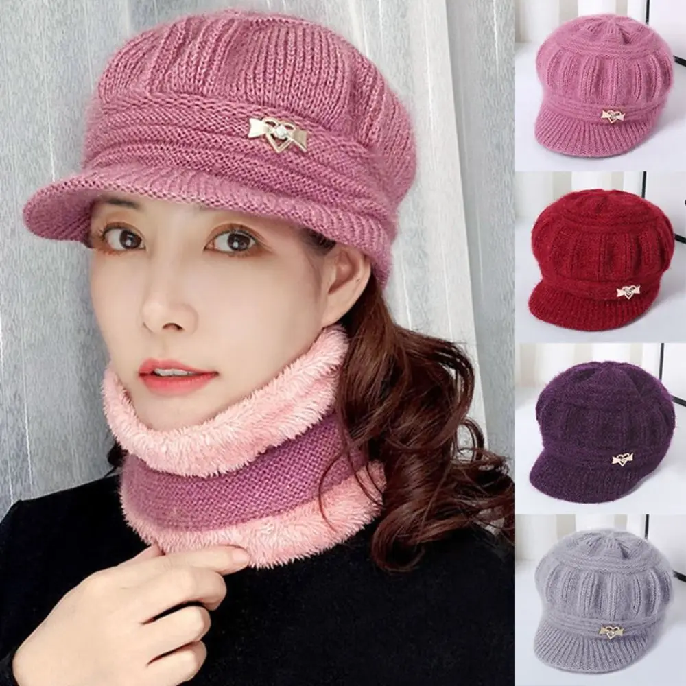 Coral Fleece Winter Hat Beanies Plush Ear Guard Warm Peaked Cap Double Layers Caps Women's Knitted Hat Pumpkin Beret Hat