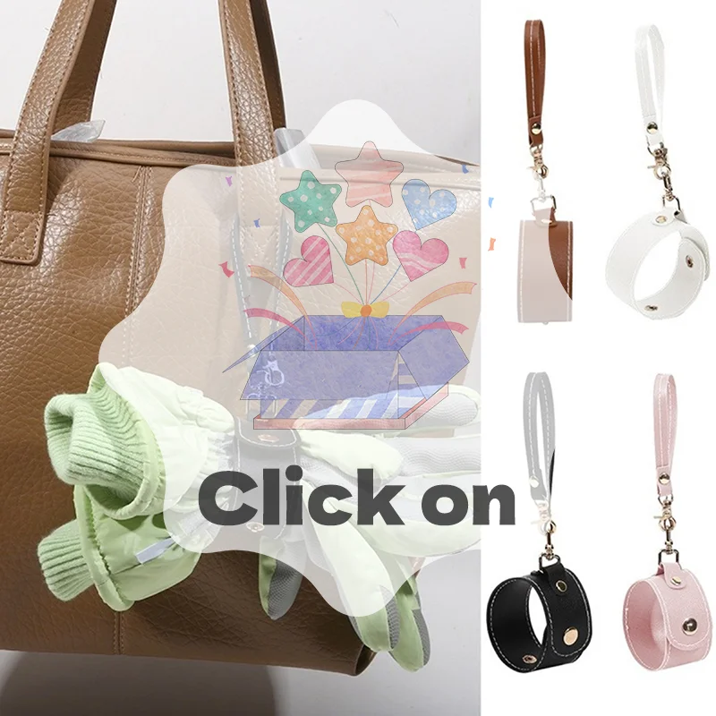 Trendy Solid Color PU Leather Glove Scarf Holder Strap Outdoor Travel Hat Clip Portable Multifunctional Towel Storage Clip
