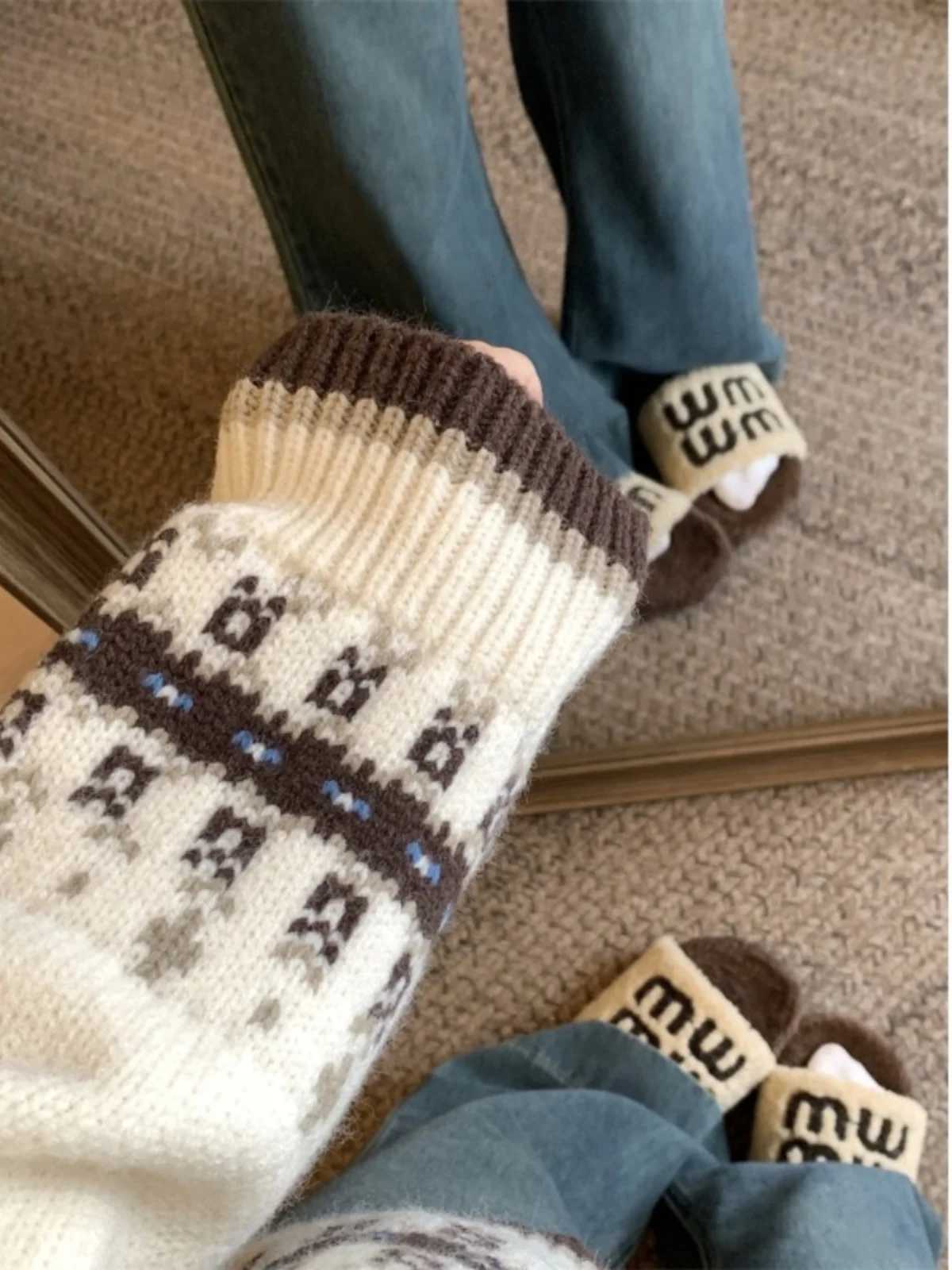 Cardigan lavorato a maglia con cappuccio color sangue retrò Fair Isle donna inverno maglione sciolto morbido e sfocato per college Jaet per taglie forti