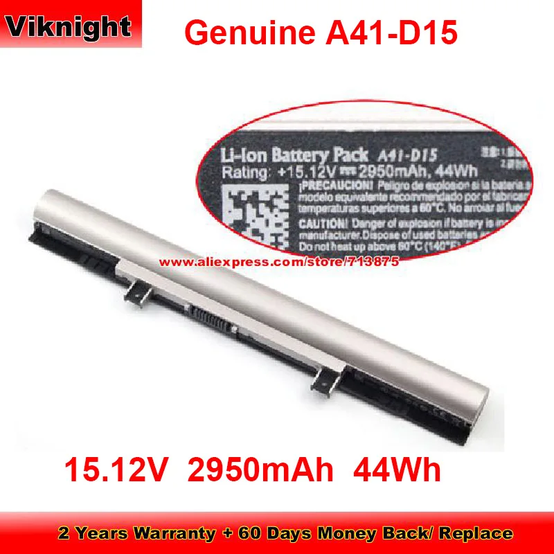 

Genuine A41-D15 Battery A32-D15 for Medion AKOYA 6424 E4616 E5312T E6224 E6411 E6412T E6415 E6417 MD99620 15.12V 2950mAh 44Wh