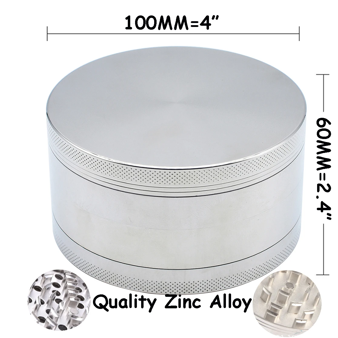

4“ Metal Grinder 100MM for Smoke Grass 4 Layer Tobacco Herb Grinder Zinc Alloy Aluminum Grinder Black