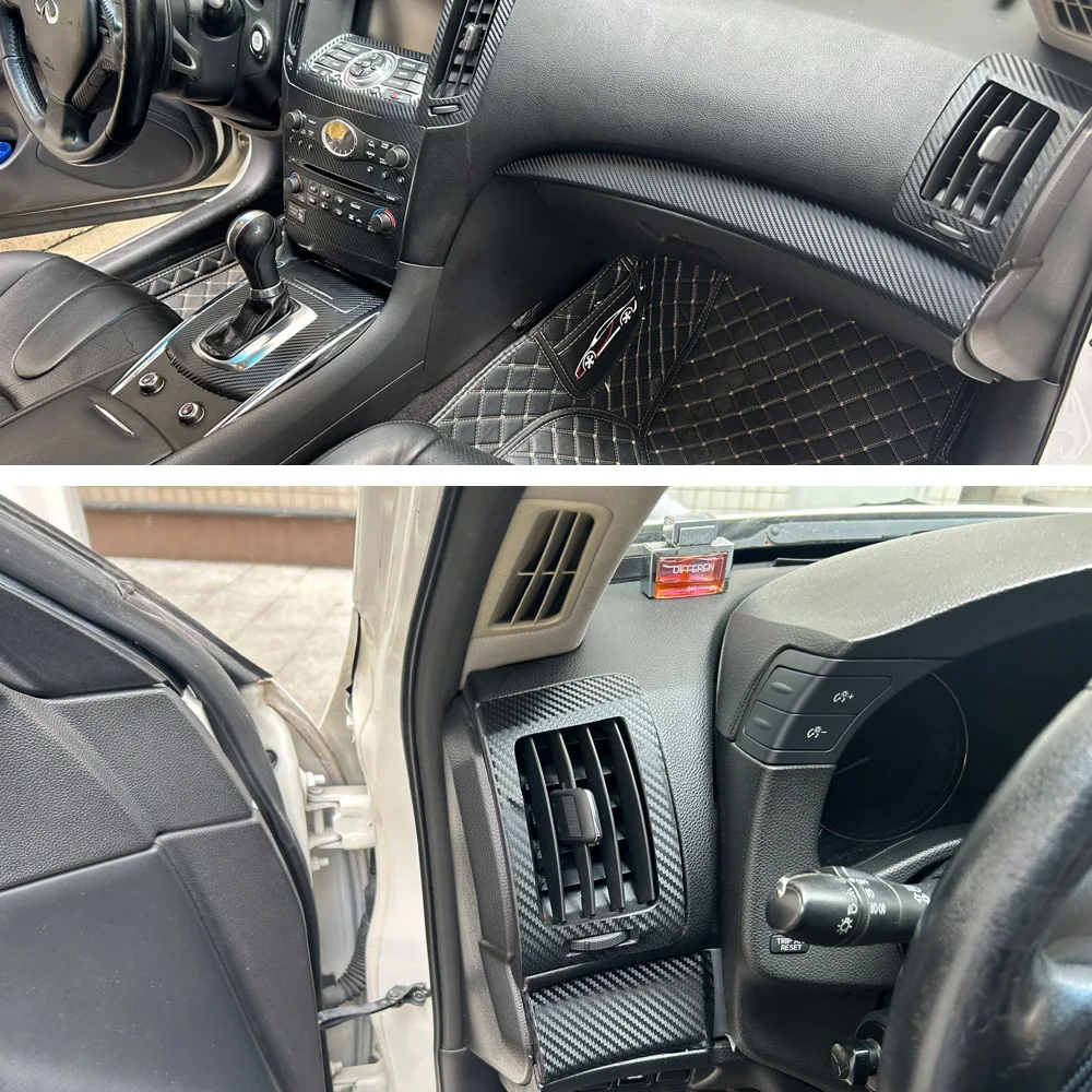 For Infiniti G Series G37 2 doors 2007-2013 InteriorCentralControl Panel DoorHandleCarbonFiberStickerDecalsCarstyling Accessorie
