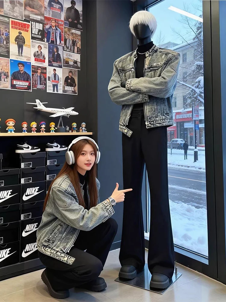 

Cleanfit Black Slim Straight Men's Pants Korean Style Chic Spring Seasonal Polyester Fiber Warmth Casual Trousers