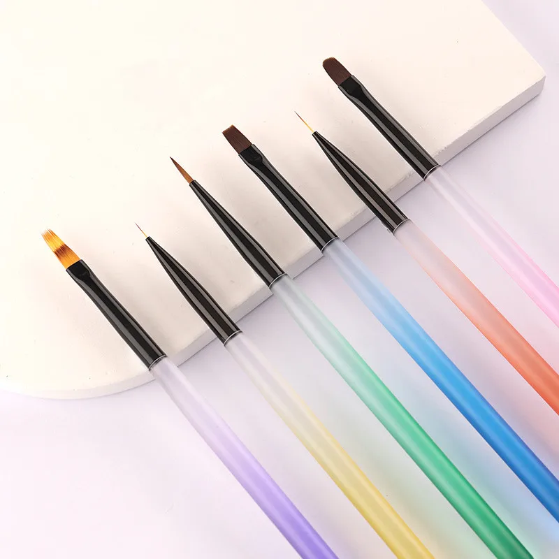 แปรงเพ้นท์เล็บ 6 แบบ แปรงไลเนอร์เพ้นท์เล็บ ปากกาเพ้นท์เล็บ แปรงอะคริลิค ยูวี เจล แปรงคริสตัล แปรงทำเล็บแบบไล่สี ไม้พายสำหรับทำเล็บ โพลีทูล