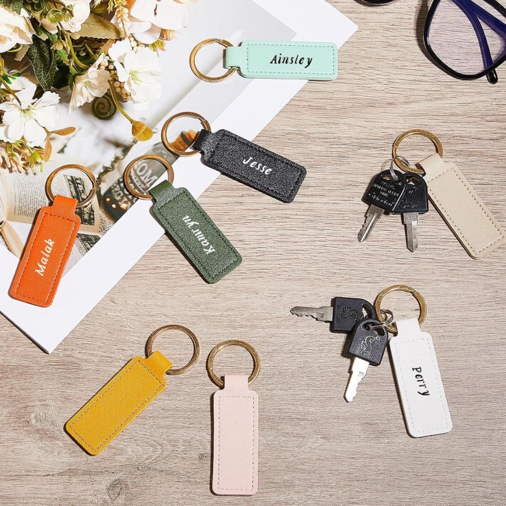 Engraved Leather Motorcycle Keychain