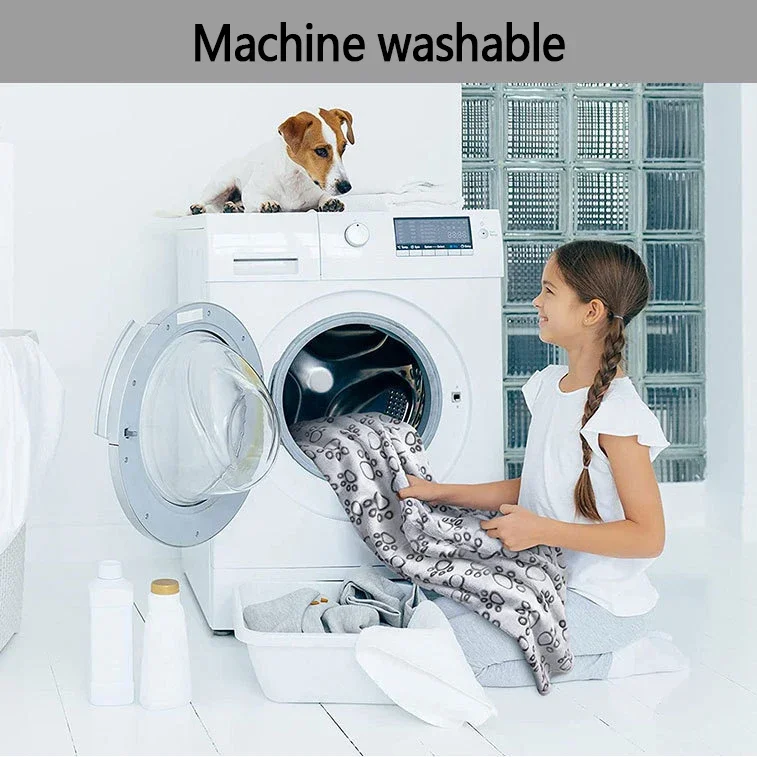 Weiche, flauschige, hochwertige Haustierdecke aus Flanell, Hundeschlafdecke mit Pfotenmuster, Haustiermatte, warme, bequeme Decke für Katzen und Hunde – Detail 3