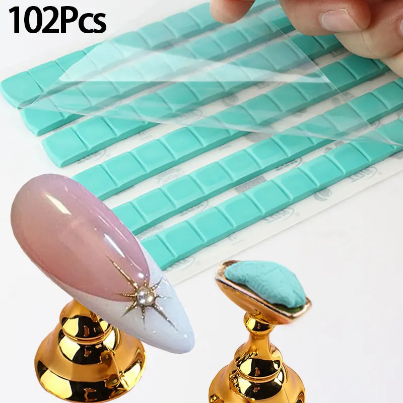 96pcs Reusable Green Clay for Nail Stand Professional Displaying & Practicing Nail Clay Nail Art Salon Diy Practice Manicure G5