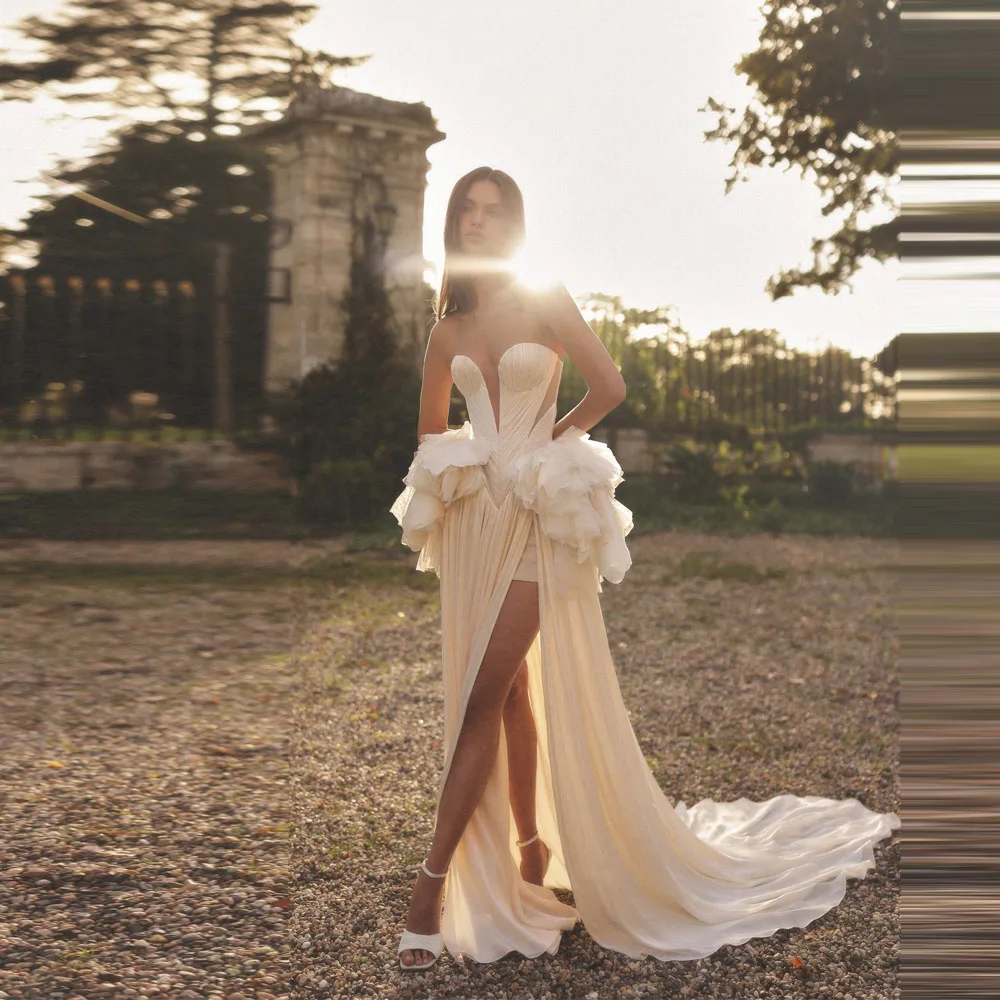Maßgeschneiderte ärmellose Brautkleider mit herzförmigem Kragen für Frauen, elegante Ballkleider, Vestidos Para Bodas Mujer Invitada