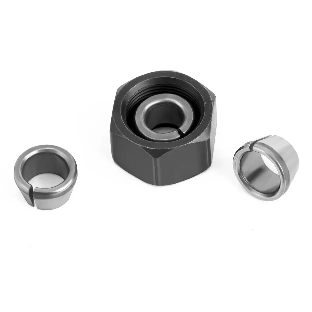 6Pcs M17 Collet Chuck Adapter With Nut Engraving Trimming Machine Electric Router Bit Collets 10mm 9.5mm 8mm 6.35mm 6mm tools