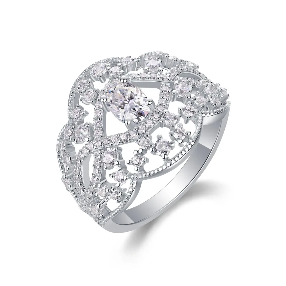 

Luxury S925 Silver D Color Moissanite Engagement Ring for Women Fine Jewelry White Gold Plated Party Rings Pass Diamond Tester