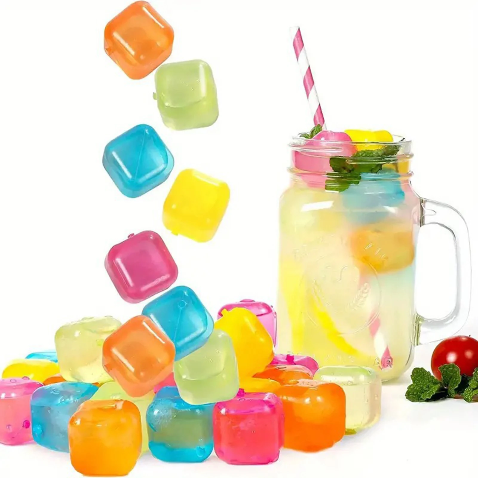 24 Pack Refreezable Plastic Ice Cubes No Dilution Quick Freezing and Cooling Ice Cubes for Coffee Wine Whiskey Cocktails