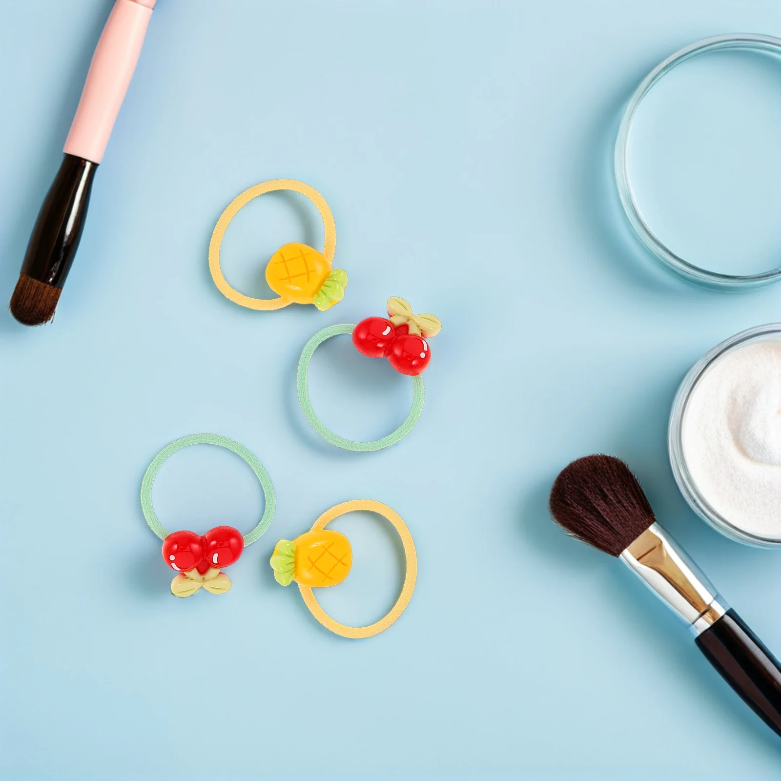 12 pares de lazos para el pelo de frutas, bonitos cuerdas de piña, fresa, limón, cereza y melocotón, coleteros, accesorios para fiesta de cumpleaños para niñas