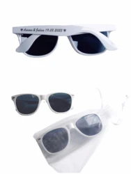 50 pieces / personalised wedding party favours Photo for guests High quality white yarn bagged adult party sunglasses