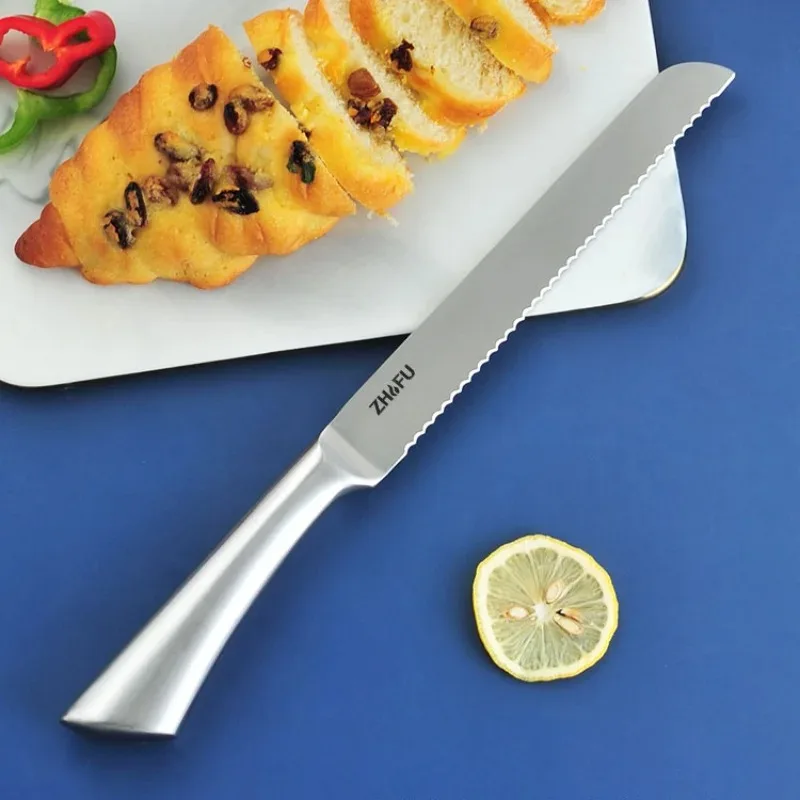 XTL-All-steel Serrated Bread Knife Cut Bread Toast Knife Lasagna Flat Non-slag Baking Knife