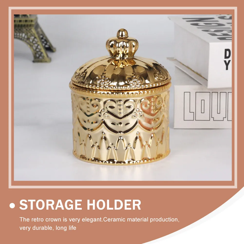 

Embossment Jewelry Storage Jar Ceramic Desktop Adorn Decorative Jar for Rings Necklace Cosmetics Dried Fruit Snacks