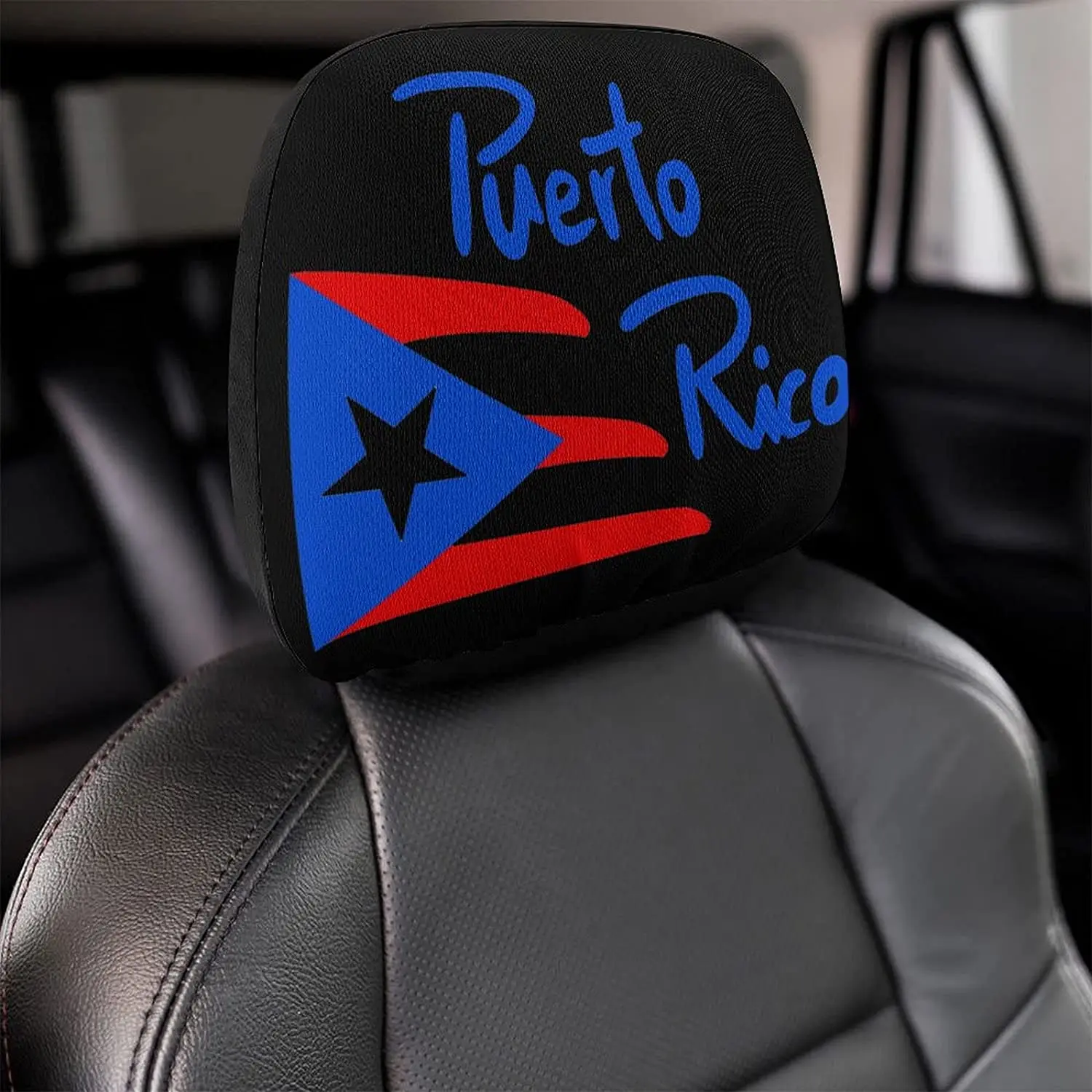 Puerto Rico Universal Car Seat Headrest Covers Comfort, Auto Front Seat Cover Accessories Decoration Car Headrest Protecto