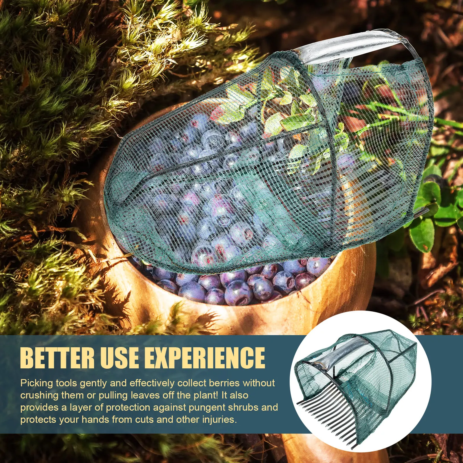Blueberry Picker Portable Lightweight Fruit Picker Basket Tool Garden Berry Harvester Efficient Labor Saving
