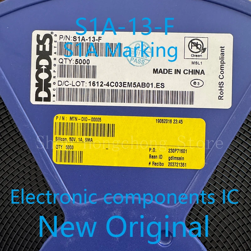 New Original S1A-13-F S1A-13 S1A13F S1A MARKING CODE Diode Switching 50V 1A 2-Pin SMA T/R 100pcs