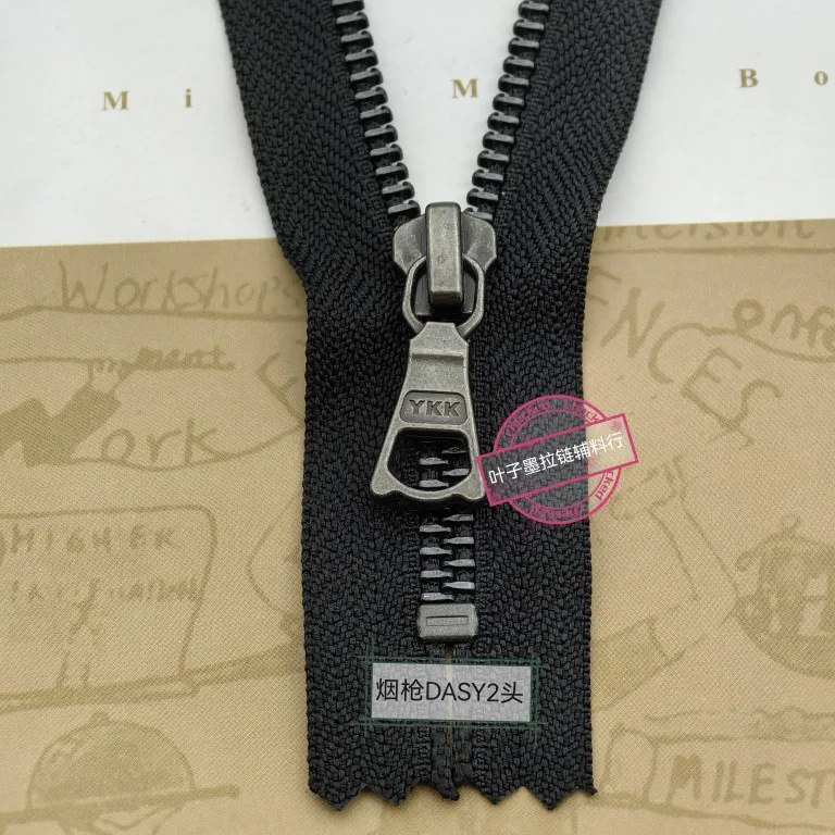 YKK5 Metal Bong Black Closed Zipper, Black Coat Jacket Neckline Pocket Bag Handmade DIY image 4