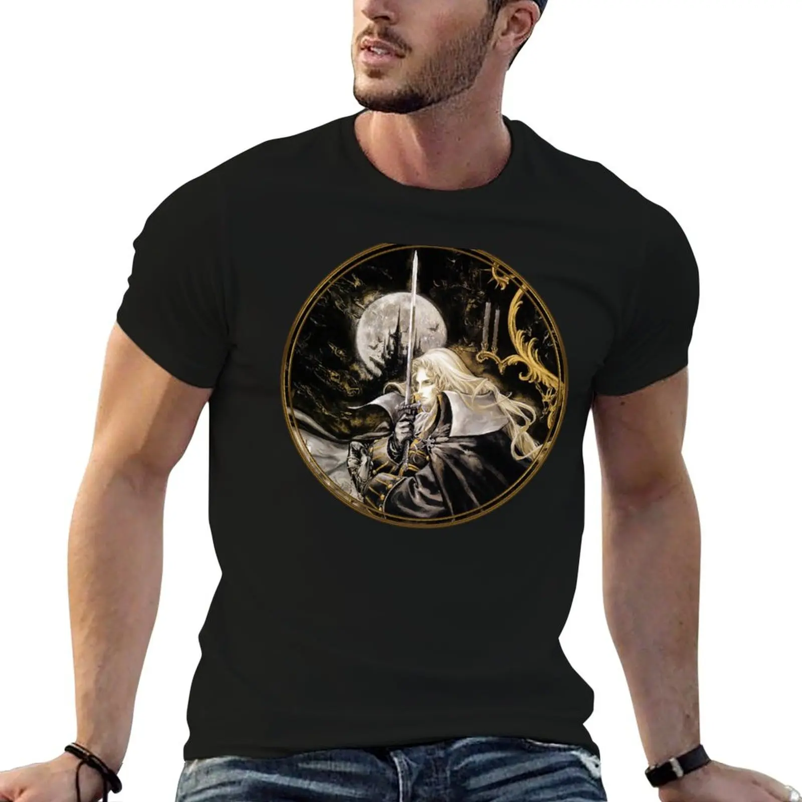 ALUCARD T-Shirt Minimalist Plain Crew Neck T-Shirt
