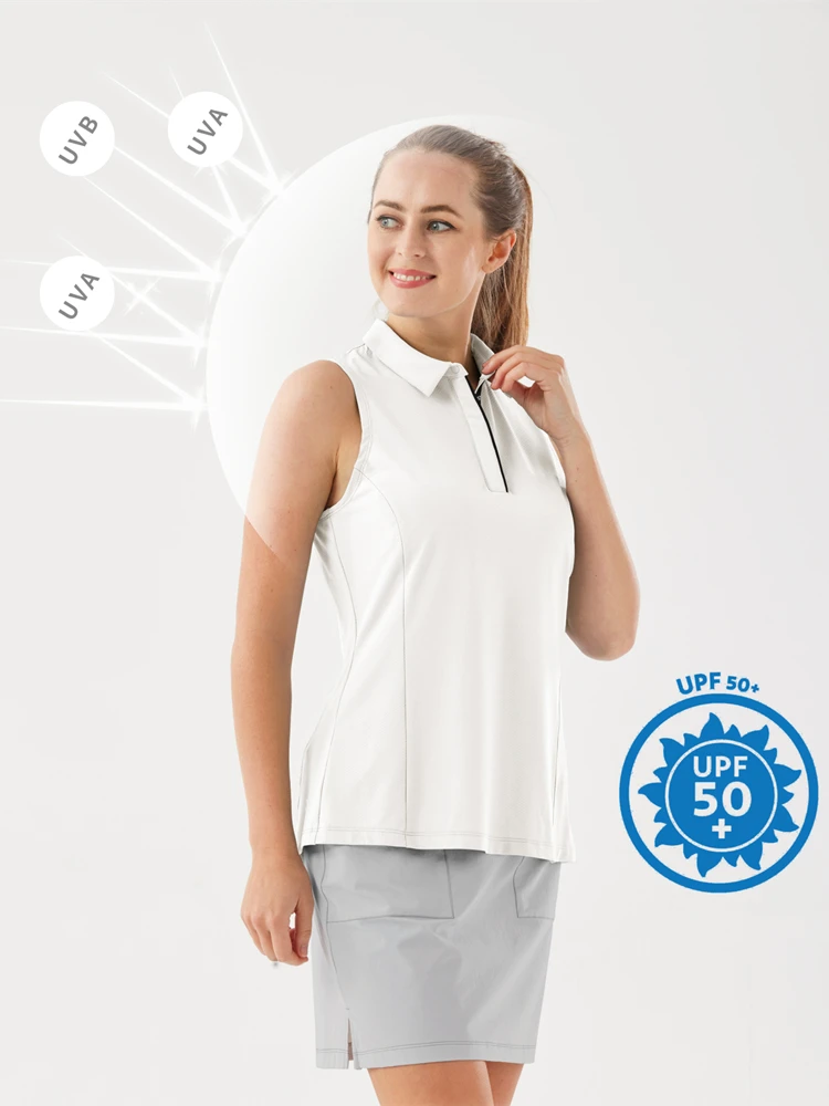 

Women's Golf Wear Polo Vest Sleeveless T-shirt Sun Protection Golfwear For Women Fashion Tops Tennis Female Sportswear Shirts