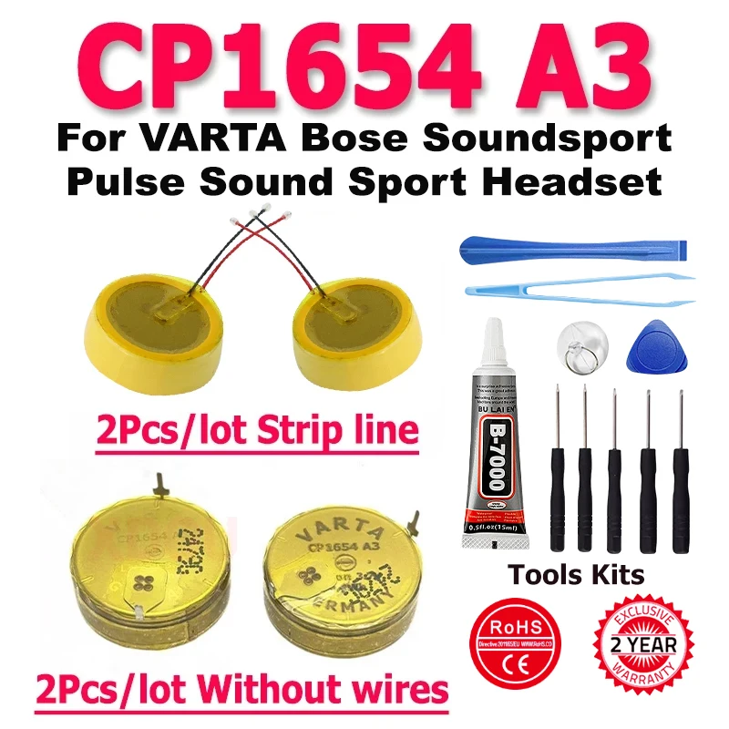 2Pcs/lot CP1654 A3 Replacement Battery CP1654 A3 LIR1654 For VARTA Bose Soundsport Pulse Sound Sport Headset