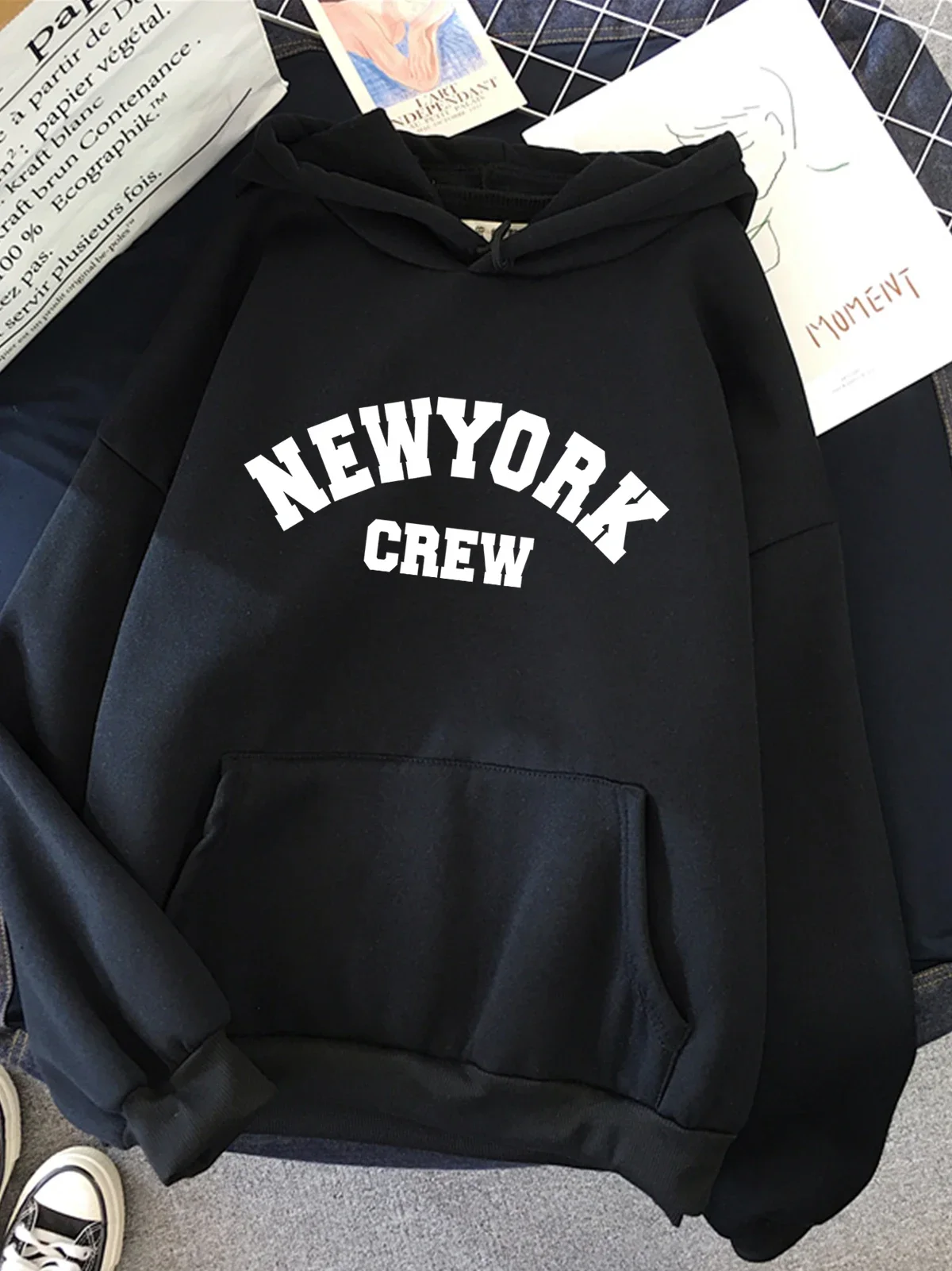 New York Letter Print Sweatshirt Women Soft Casual Loose Sportwear Female Hoodies Warm Clothes Clothing Hooded