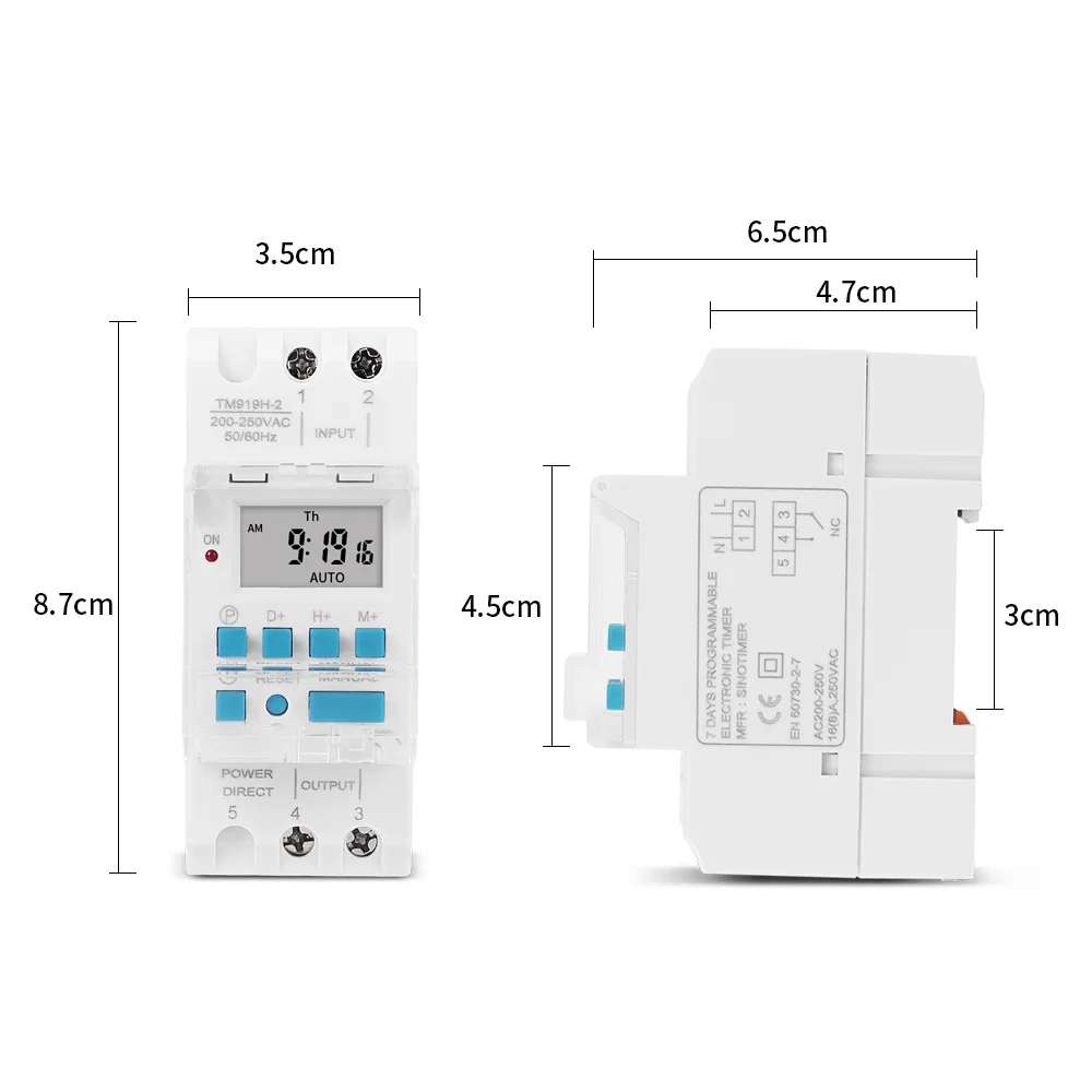 Nuovo TM919H elettronico settimanale 7 giorni programmabile interruttore orario digitale relè controllo Timer AC 220V 230V 16A montaggio su guida Din