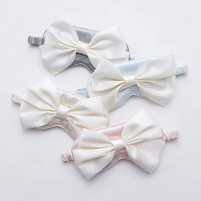 Silk Eye Mask Female Eye Cover Beautiful Bow Sleep Eye Patch Shade Breathable Office Noon Break Eye Mask for Women Girls Travel