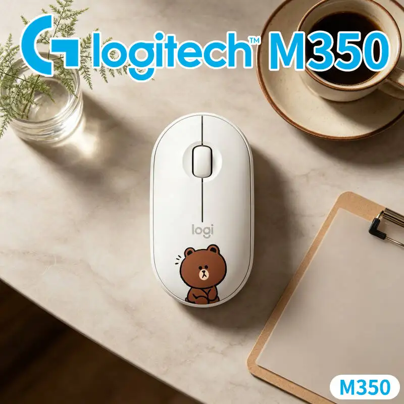 Ratón Logitech M350 Office Pebble - Diseño Delgado, Desplazamiento Silencioso, Batería de 18 Meses, Receptor USB, Uso en Casa, Trabajo y Estudio