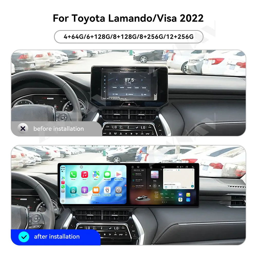 

Dual 10.1’’ Android 15 For Toyota Lamando/Visa 2022 Car Radio GPS Navigation CarPlay HD Screen Multimedia Player