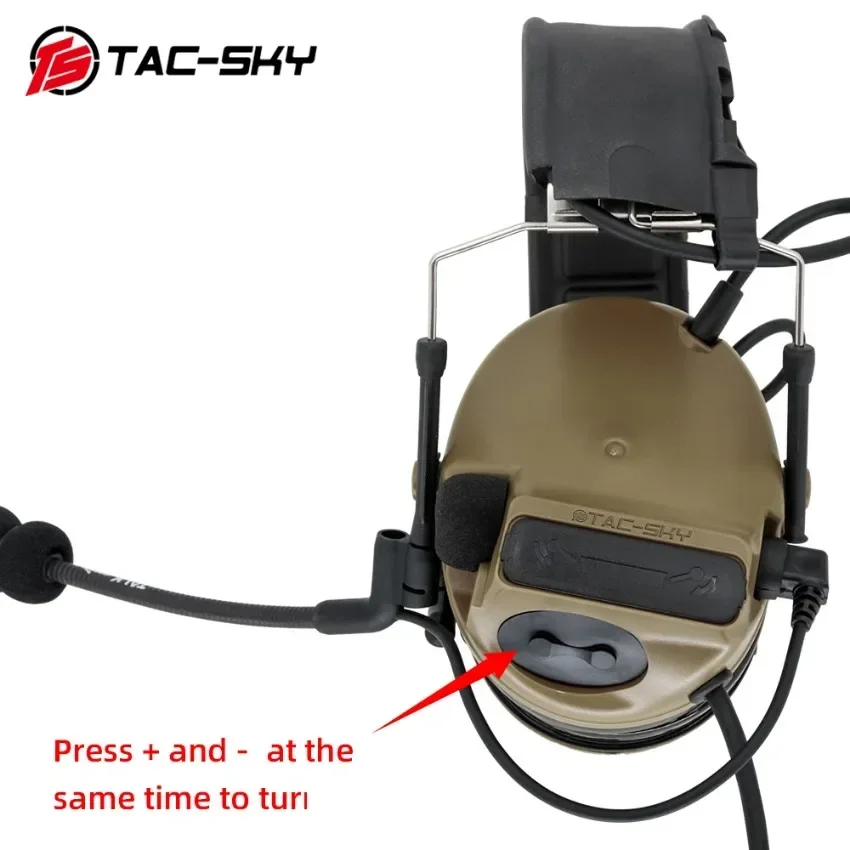 TAC-SKY Tactical COMTA3 Hearing Protection Walkie Talkie Headset Noise Cancelling Pickup Earphone with Tactical Ptt for Baofeng