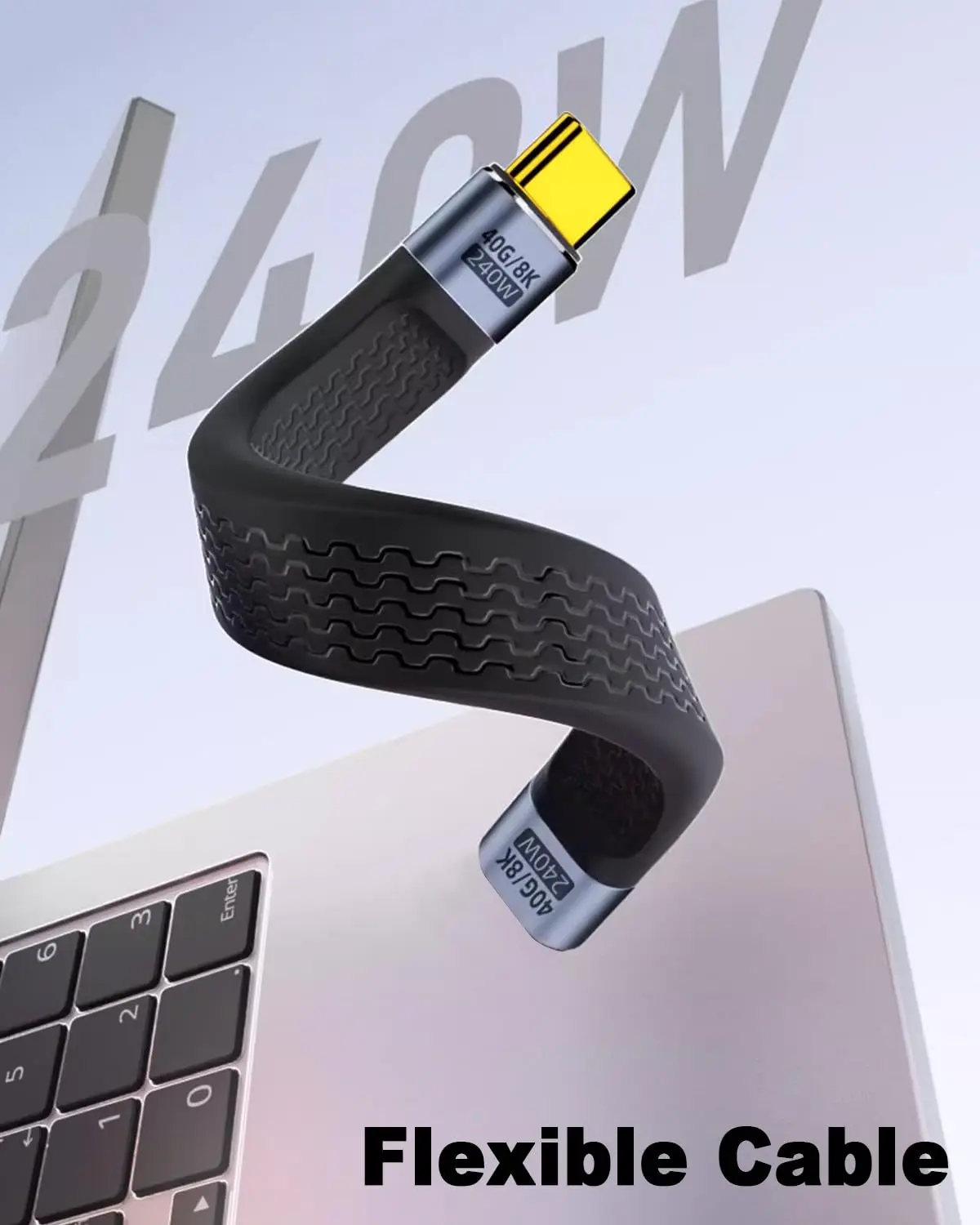 10 قطع كابل تمديد USB C قصير 5 بوصة، (240 وات PD شحن سريع، 40 جيجابت في الثانية، دقة 8K) لكابلات USB 4، آيفون 15/16، MacBoo
