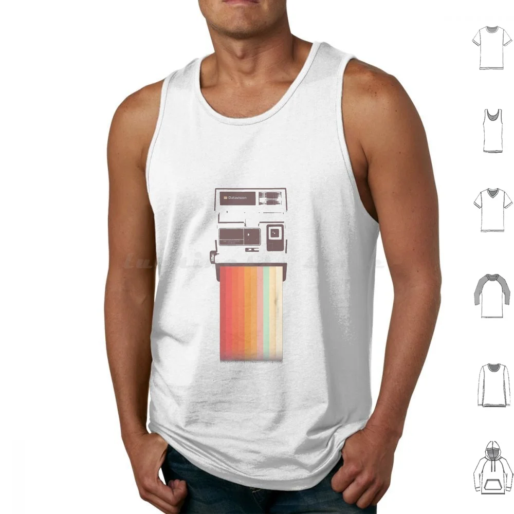 Instant Camera Rainbow Tank Tops Vest Sleeveless Instant Camera Vintage Camera Rainbow Color Film Technology Retro