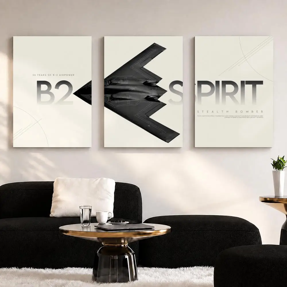 B2 Stealth Bomber Framed Wall Painting Ready to Hang Canvas Poster for Bedroom Living Room Hallway Home Decor Gift
