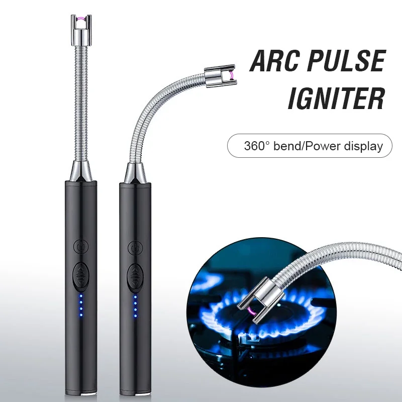 Encendedor de velas LED para barbacoa, mechero eléctrico recargable por USB, largo, para cocina, estufa de Gas, a prueba de viento, arco de Plasma, sin llama, para exteriores