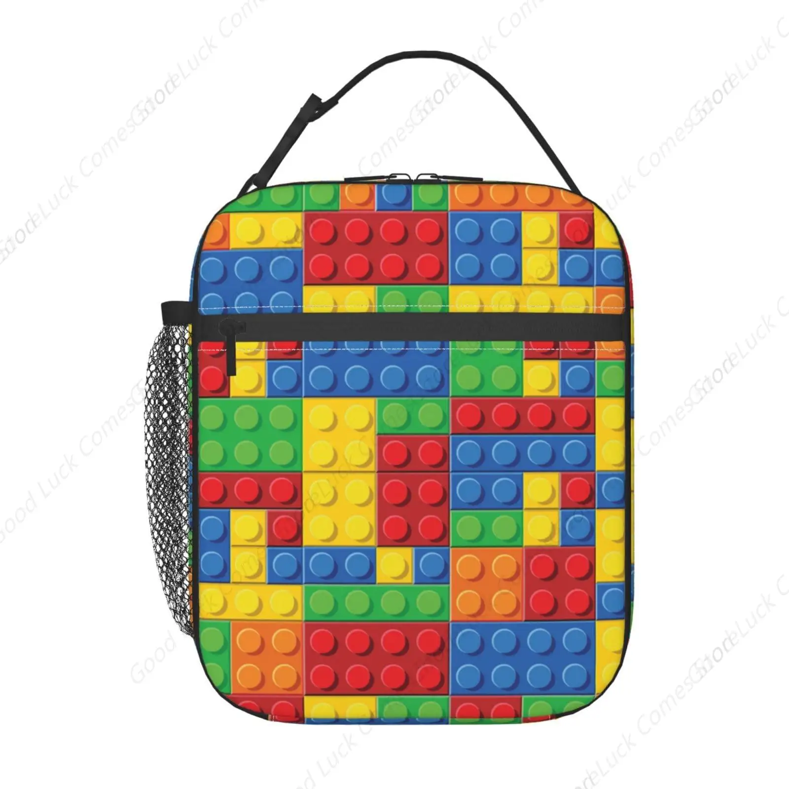 Colorful Bricks Reusable Lunch Box Food Bag Insulated Lunch Bag for Teenage Boys Girls School Beach
