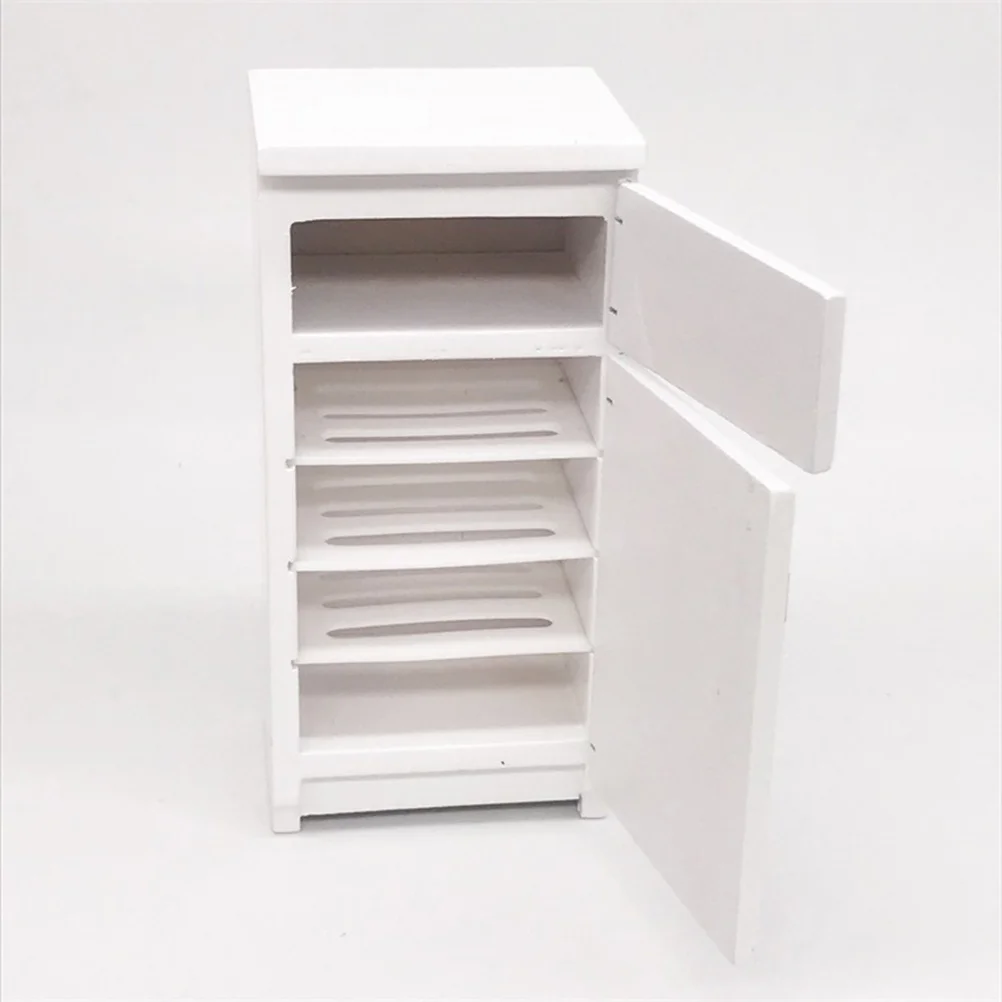 Small Refrigerator for Room Miniature Furniture Model Decor Toy Rack Wooden Toys