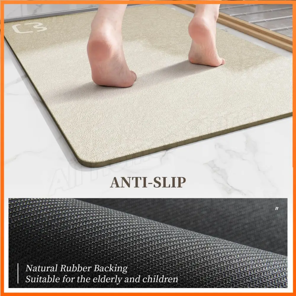 Foot Mat Diatomite Bath Mat Stone Bathroom Rug Earth Absorbent Bath Carpet Non-slip Quick Drying Shower Bathtub FootMat Doormat