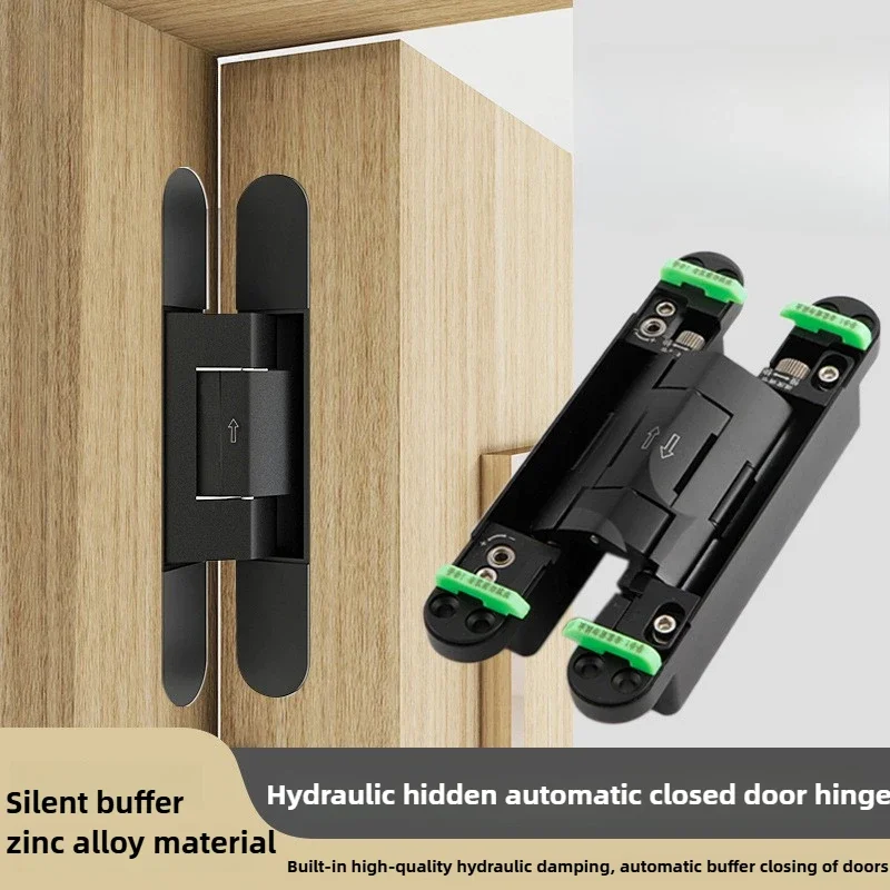 Invisible Door Hydraulic Buffer Hinge 3D Adjustment Hidden Door Hinge Automatic Closed Door Positioning Silent Furniture Hinges