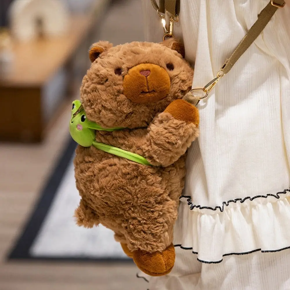 

Fashion Pig Plush Panda Backpack Fur Dog Animals Raccoon Bag Kawaii Creative Capybara Crossbody Bag Students