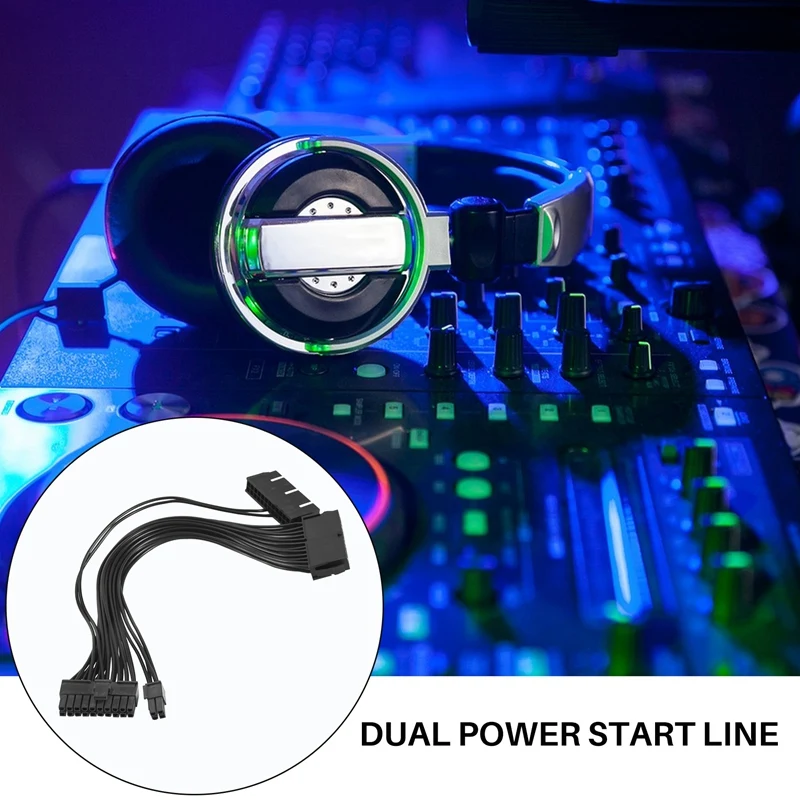 Dual Start Power Cord Dual Power Start Cord 30Cm Motherboard 24Pin Synchronous Power Cord 18AWG