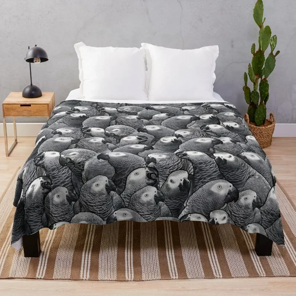 

African Grey Parrot Pattern Throw Blanket Travel Size Cozy Blanket for Plane Train